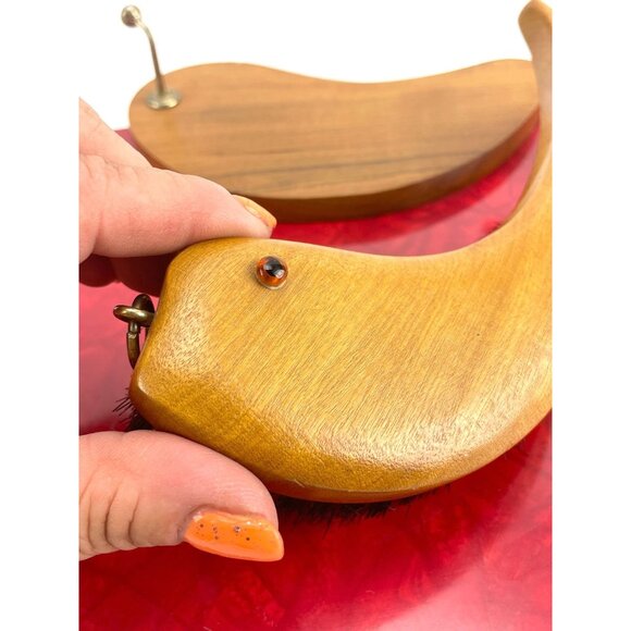 Vintage 1960s shoe brush, West Germany, wooden shoe shining brush, whale shaped - Picture 5 of 10